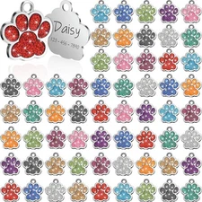 60 Pcs Personalized Paw Print Pet Tag for Dogs and Cats, Blank Pet ID Tags Cu...