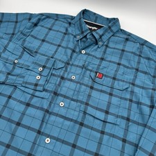 Wrangler Riggs Workwear Cowboy Men s L Blue Plaid Button Down Long Sleeve Shirt