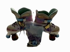 NEMONE Mermaid 4 Size Adjustable Light up Roller Skates for Girls, Purple Blu...