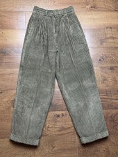 Vintage Eddie Bauer Pleated Jumbo Corduroy High Waisted Pants Green Women s 4P