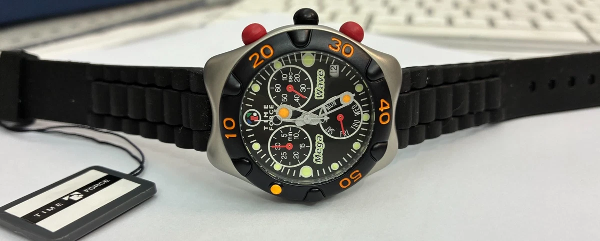 Chronograph TIME FORCE Watch Stainless Steel Plastic Band Women Children 35mm