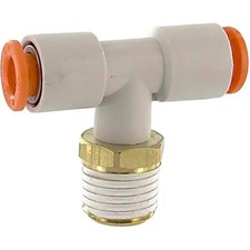 2 pc SMC CORPORATION KQ2T07-35AS Pneumatic Tee Threaded-to-Tube Adapter,1/4 x 6