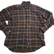 Vintage Ralph Lauren Big Shirt Mens Large L OVERSIZED Plaid Pony 90s Cotton