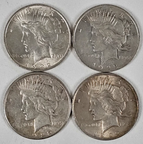 Lot of 4 - 1922 Peace Silver Dollars Free Boxed shipping with Signature USPS