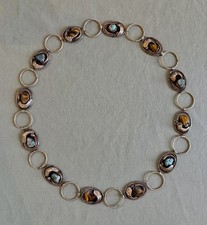 Vintage Navajo Nickel Silver Concho Belt Turquoise And Tigers-Eye 34"