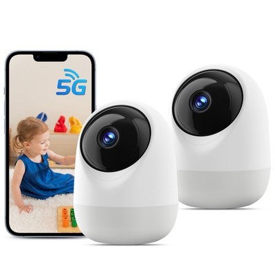 2K 360°Pan-Tilt Indoor Security Camera with 5/2.4Ghz WiFi,2-Way Audio 2pack