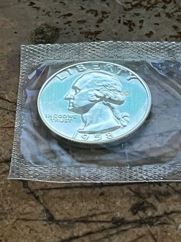 1958 Washington Quarter Proof 90% Silver Gem Brilliiant  CELLO WRAPPED (PJ)