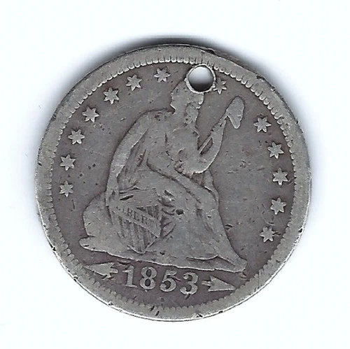FINE DETAILS 1853 ARROWS AND RAYS SEATED LIBERTY QUARTER