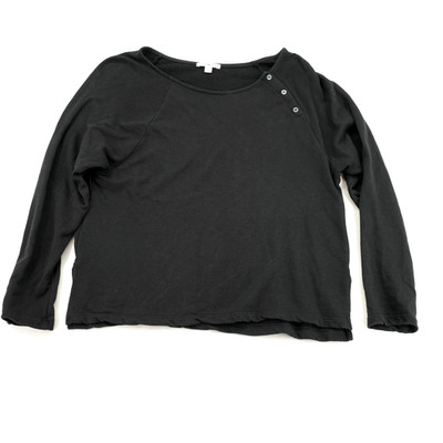 James Perse Black Long Sleeve Top Button Details Womens 3