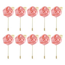 10 Pcs Groom Boutonnieres Rose Boutonnieres Pins 2"x3.5" for Wedding Dark Pink