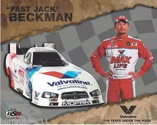 2014 "FAST JACK" BECKMAN VALOLINE MAX LIFE FUNNY CAR NHRA HANDOUT / POSTCARD 