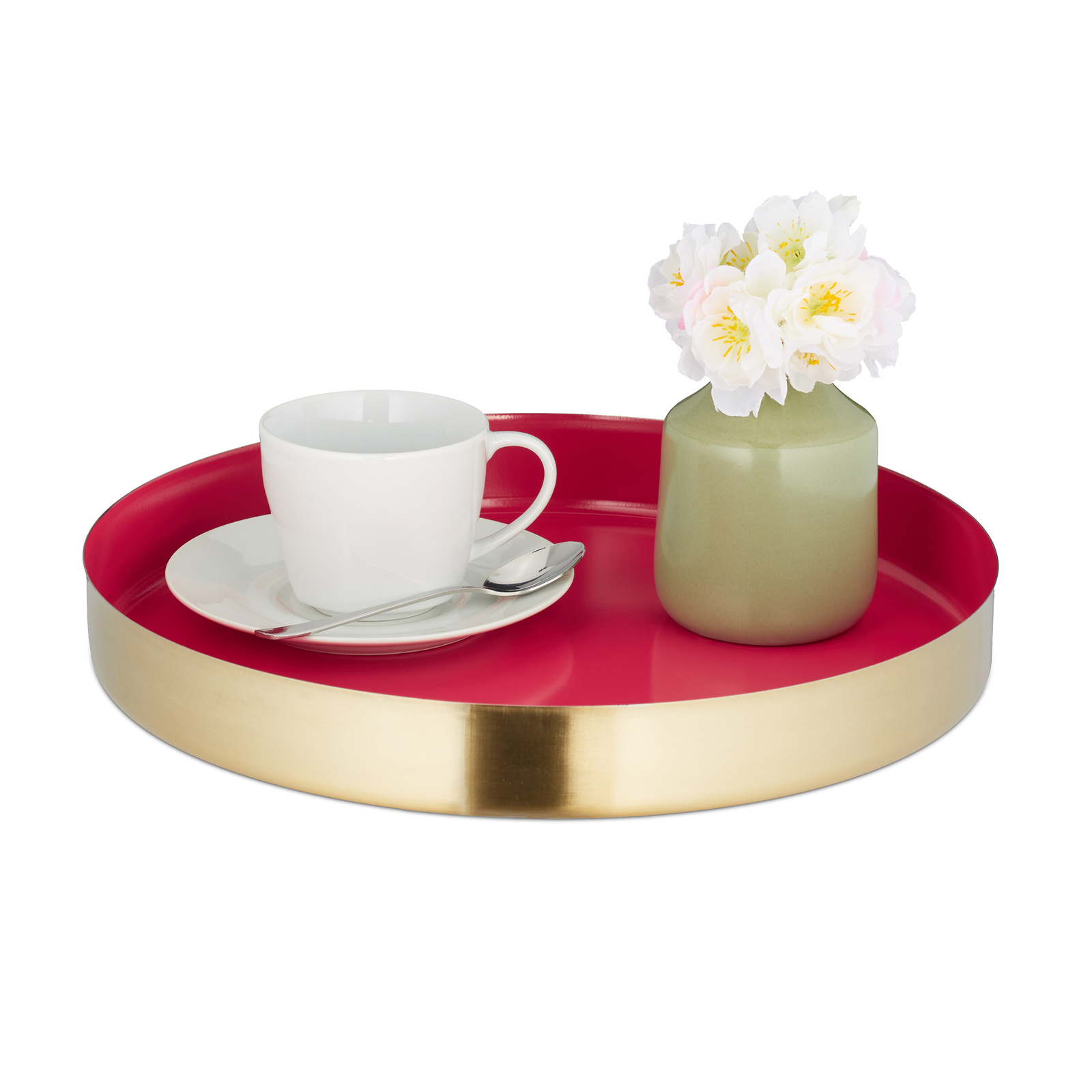 Serviertablett, Edelstahl Tablett, Esstablett, Servierteller, Essenstablett rund