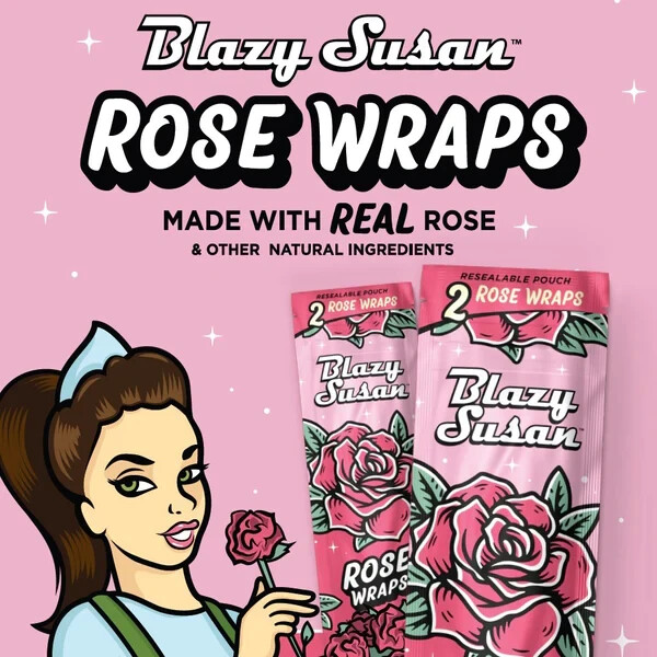 Authentic Blazy Susan Rose Pre-Rolls Wraps Made with Real Rose
