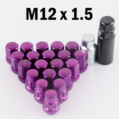 M12x1.5 RAYS 17HEX 32mm Purple Steel Wheel Lug Lock Nuts 20pcs /set
