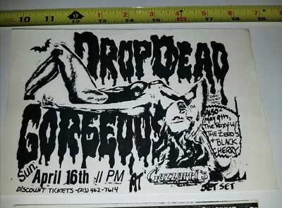 DROPDEAD GORGEOUS THE ZEROS ROXY PUNK ROCK FLYER VTG HEAVY METAL