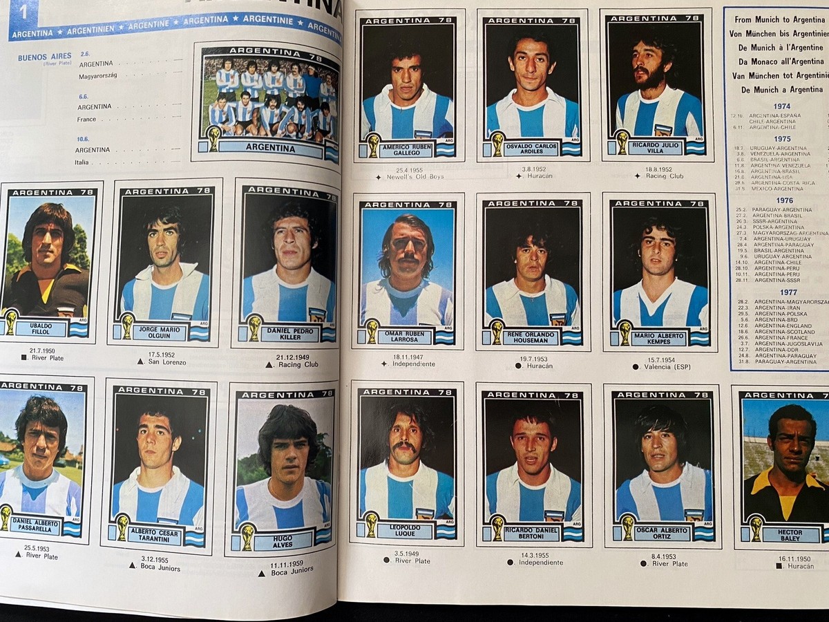 Argentina 1978 World Cup Panini Stickers Full Álbum Complete
