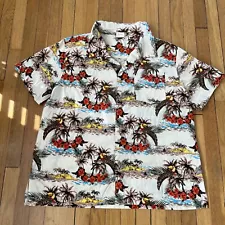 Barefoot in Paradise Shirt Mens Extra Large Toucan Vintage Hawaiian Floral