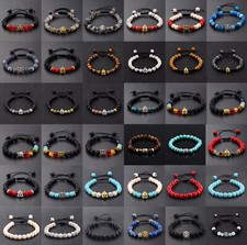Men Women 8MM Gemstone Beaded Braided Bracelets Charm Fashion Jewelry For Gift