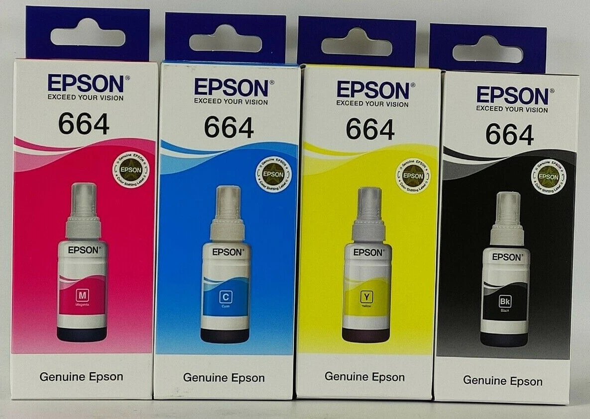 Epson T664 Ecotank Ink Bottles Assorted Colours 70ml
