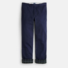 NWT J Crew Straight Fit Flannel Lined Blue Chino Cabin Pants