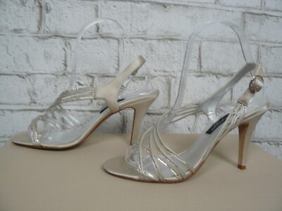 $149 Ragazza Silver Sparkly Rhinestone Strappy High Heel Shoes 6.5 NEW R593