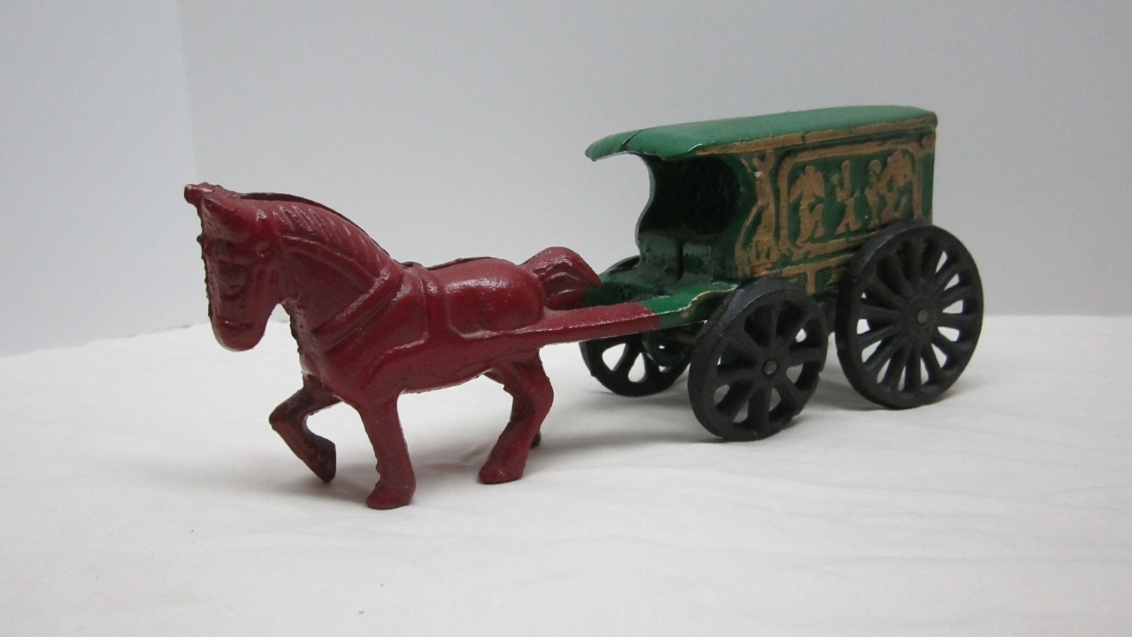 Vintage Cast Iron US Mail Horse Drawn Buggy eBay