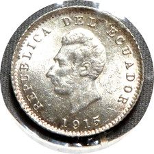 elfe equateur 1/2 décimo 1915 argent première guerre mondiale HD15