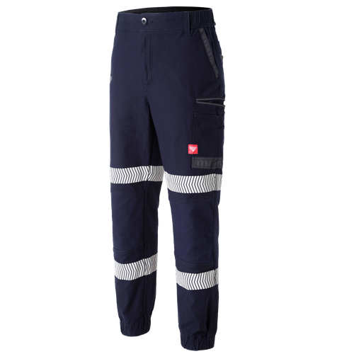 Mens Cargo Pants Work Trousers Elastic Cuffed Stretch Cotton Reflective Tape UPF - Picture 70 of 77