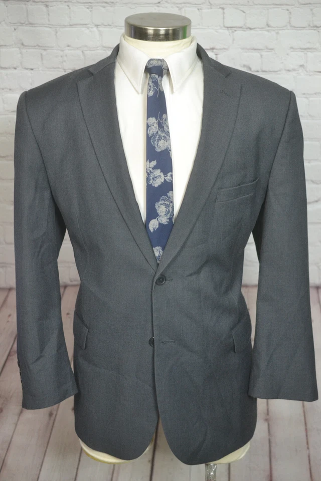 Adolfo Mens Gray 2 Button Regular Fit 2 Piece Suit 44R Jacket 40/26 Pant - Image 2 of 4