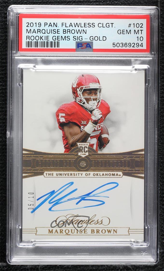 Marquise Brown Panini Flawless Collegiate Rookie Gems Signatures #102 Gold