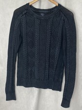 Pepe Jeans London Women  s Sweater Chunky Cable Knit Green Black Size Large