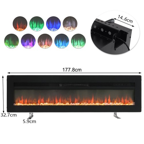 Electric 70" Wall Fireplace LED Inset Into Crystal Fire Freestand/Insert Mounted - Picture 26 of 30