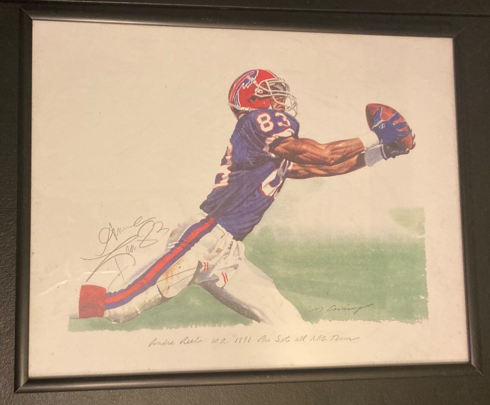 Andre Reed Signed  1991 Buffalo Bills Pro Set All-AFC Team 14"x11" Art Print