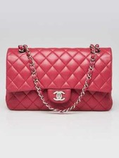 Chanel Pink Quilted Lambskin Leather Classic Medium Double Flap Bag