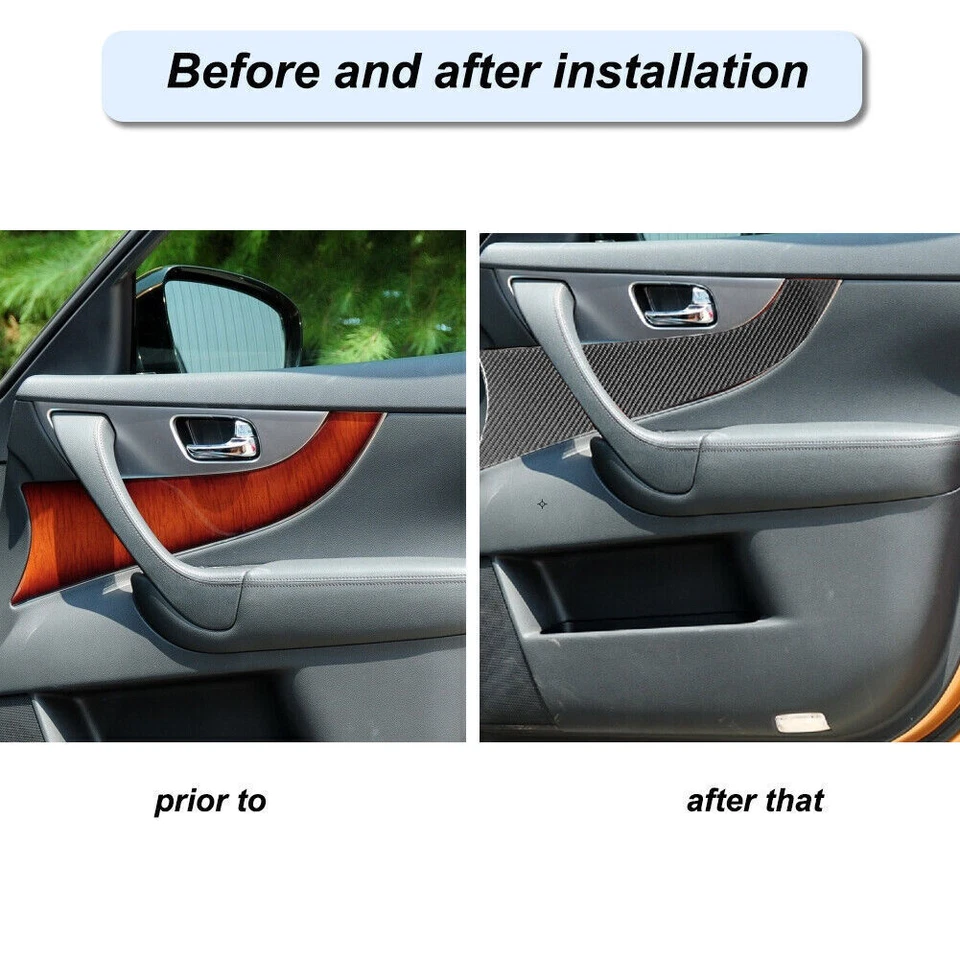 Cubierta de panel interior de puerta de auto de fibra de carbono 4* para Infiniti FX35/37/50 QX70 Foto 3 de 4