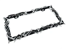 Chrome / Black Tribal Flame Metal License Plate Frame For Car Truck SUV