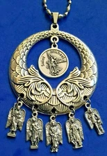 Custom Saint Medal NECKLACE 4 ARCHANGEL St Michael Raphael Gabriel Uriel Prayer