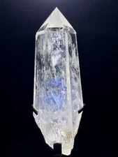Clear Quartz Point With Blue Needle Crystal Tower Healing Stone Reiki Decor 001