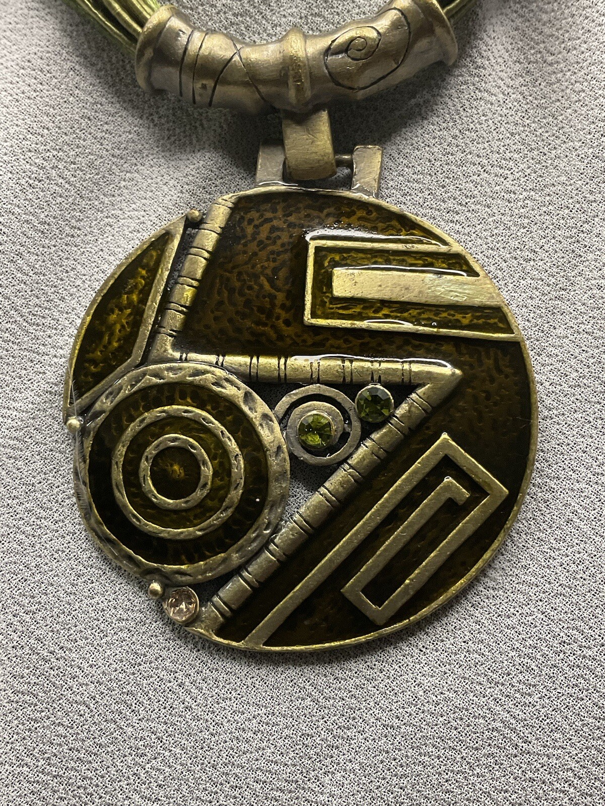 Vintage Statement Aztec Looking Medallion Necklac… - image 1