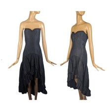 Gunne Sax Jessica McClintock mermaid dress black taffeta strapless party dress