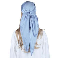 35 Inch Blue Head Scarf for Women Hair Scarf Like Silk Scarf Square Scarf Ban...