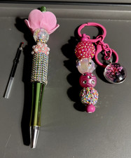 HAND MADE BEAD PEN AND BEAD KEY CHAIN  INK REFILL- Valentines day