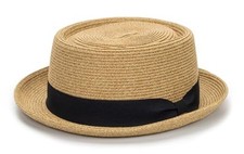 Pork-Pie-Hat-for-Men-Women Straw-Boater-Hat - Classic Boater Derby Medium Khaki