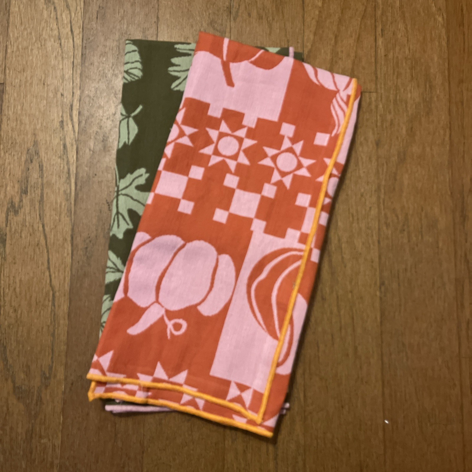 New Anthropologie Pumpkin Jacquard Set of 2 Dish/Tea Towels