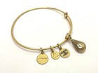 Alex & Ani Gold Tone Pink Rhinestone & D Initial Bangle Bracelets 20g — photo 6