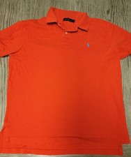 Polo Ralph Lauren Orange Short Sleeve Collared Blue Pony Polo Shirt Mens Size L