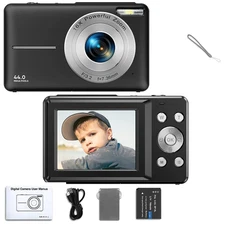 Digital Camera for Kids – 1080P 44MP Compact Camera with 16X Zoom, Beginner Phot