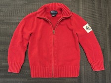 POLO RALPH LAUREN Kids Size 4 Red Classic Full Zip Knit Sweater 100 Cotton