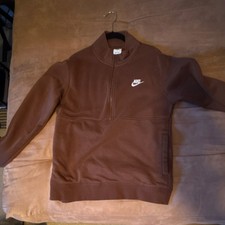 Nike Mens Brown Fleece 1/2 Zip Pullover Sweat...