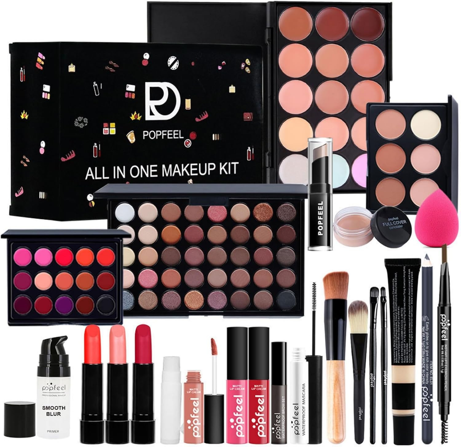 Trousse Make-Up 24 Pezzi Tutto-In-Uno: Kit Cosmetici Essenziale Donna